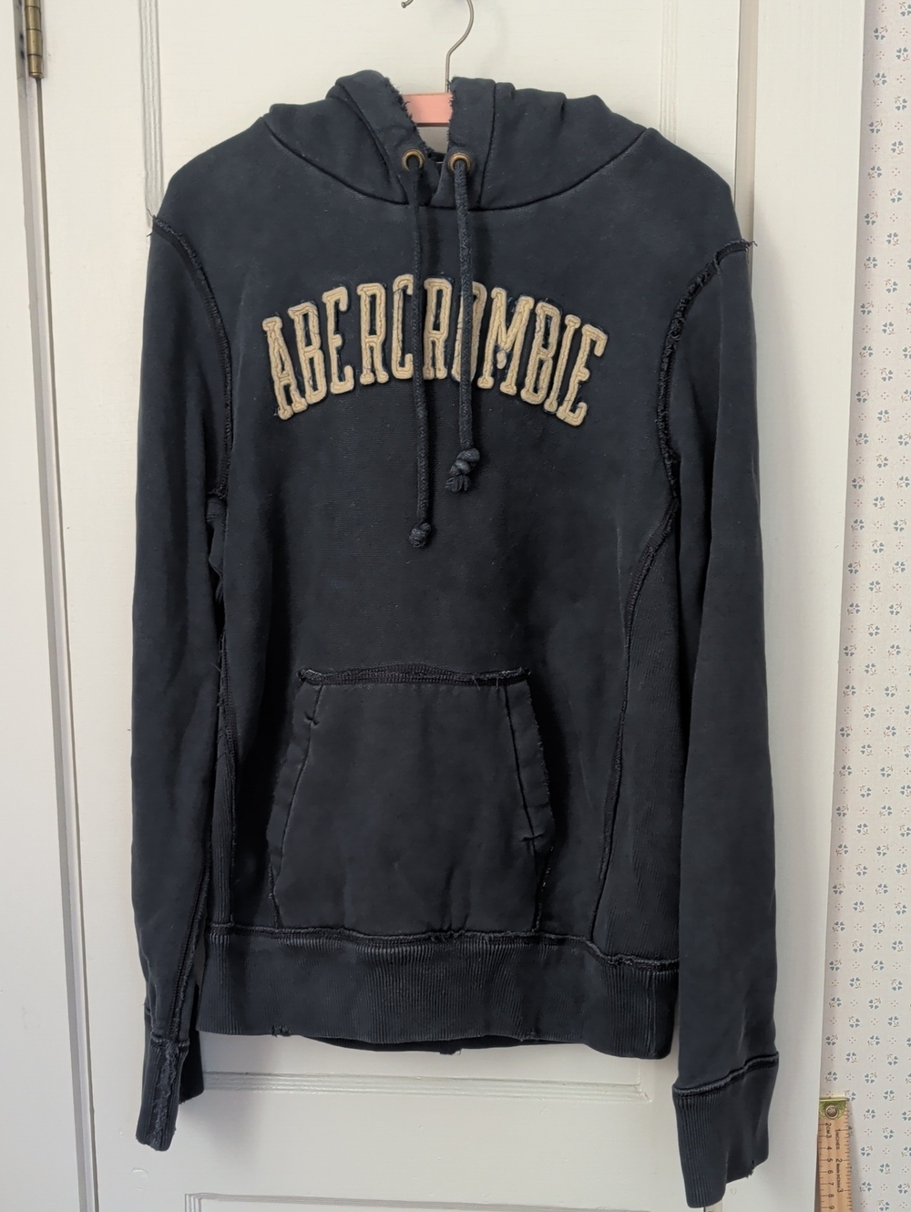 Abercrombie Vintage Hoodie S Navy Blue Logo Thick Sweatshirt Worn Soft Bloke